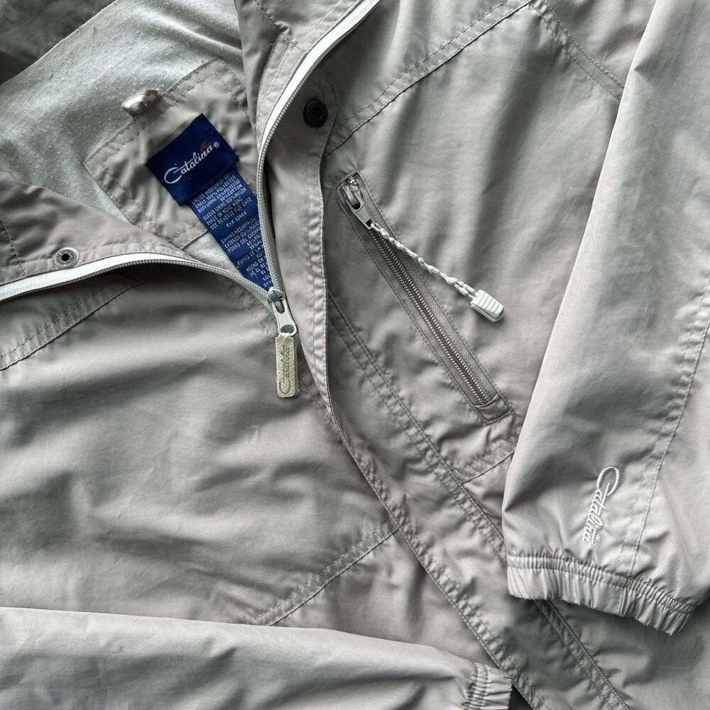 Women's Catalina Full Zip Khaki Nylon Windbreaker Jacket Lined Size Medium 8/10